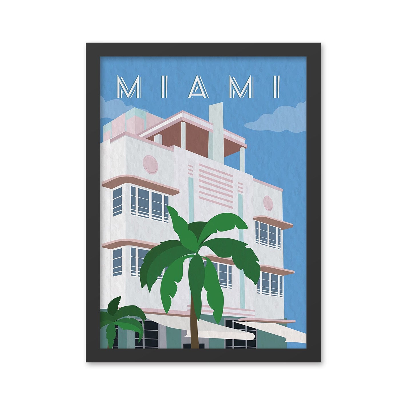 Quadro Decorativo Miami 40 x 55 cm – Multicolor, MDF, Moldura em Poliestireno 2 cm, Impressão UV, pronto a pendurar