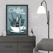 Quadro Decorativo em MDF “Coffee Time” 35 x 45 cm – Moldura em Poliestireno, Impressão UV, Multicolor