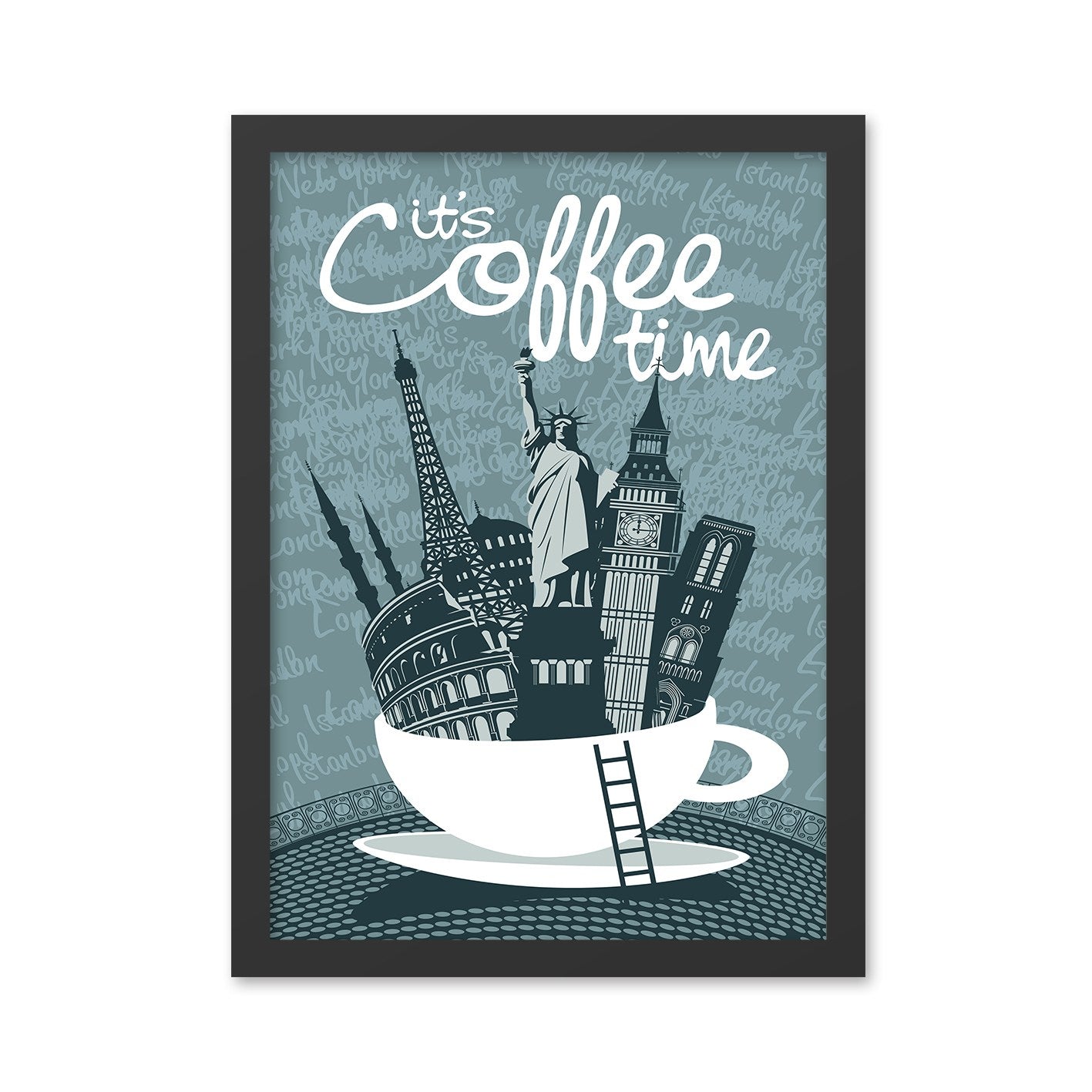Quadro Decorativo em MDF “Coffee Time” 35 x 45 cm – Moldura em Poliestireno, Impressão UV, Multicolor