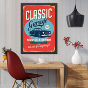 Quadro Decorativo Classic Garage 40 x 55 cm – MDF com Moldura em Poliestireno, Impressão UV, Multicolor, Pronto a Pendurar