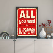 Quadro Decorativo em MDF com Moldura “Love” 55 x 75 cm – Vermelho/Creme