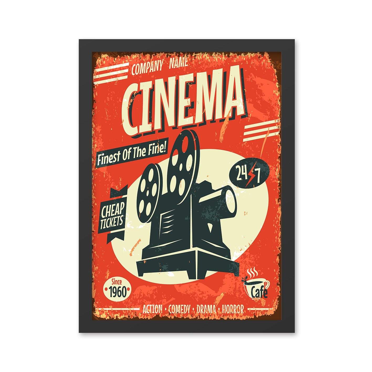 Quadro Decorativo em MDF com Moldura "Cinema 2" 35x45 cm, Impressão UV - Multicolor