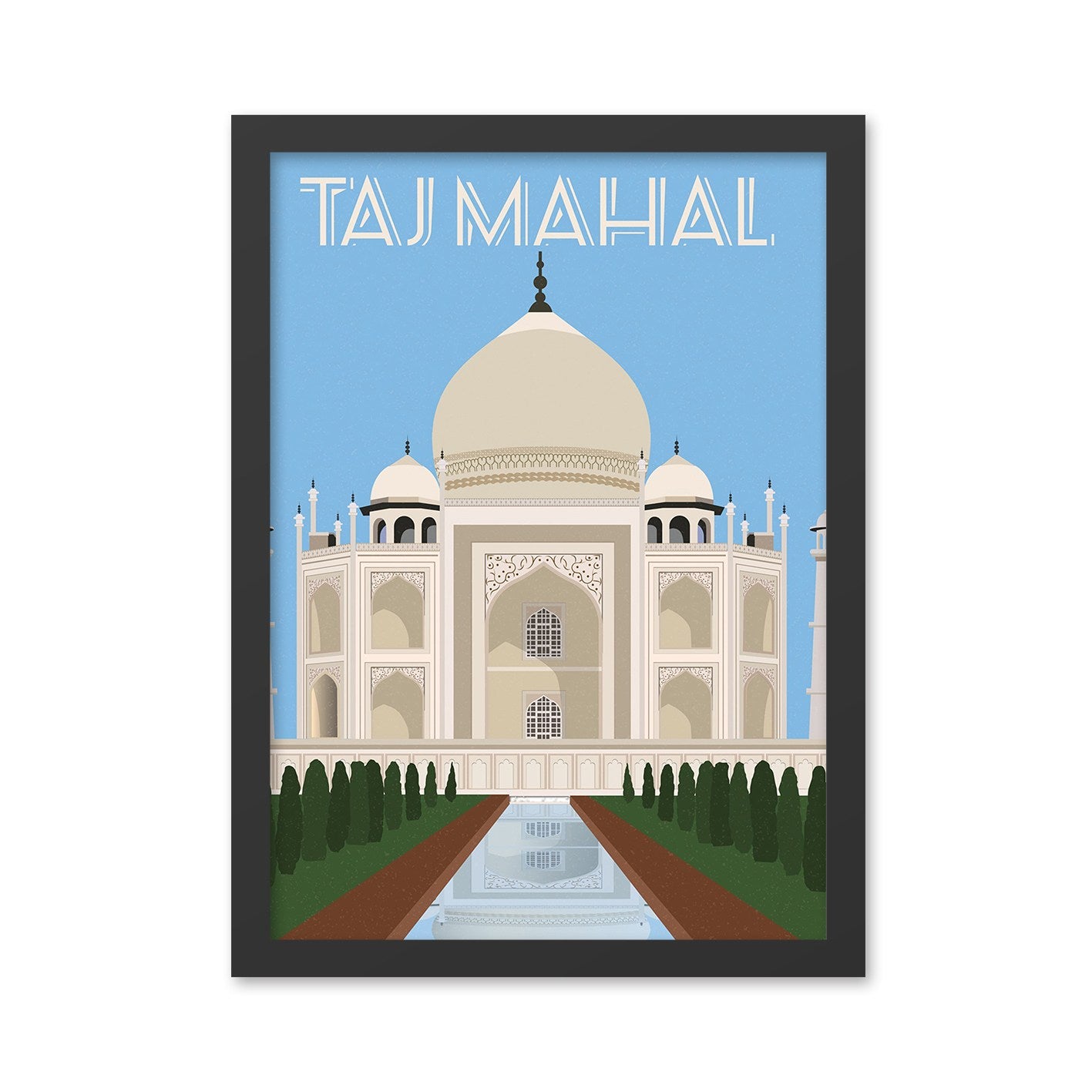 Quadro Decorativo Taj Mahal 35x45 cm — MDF, Moldura em Poliestireno, Impressão UV, Multicolor, Pronto a Pendurar