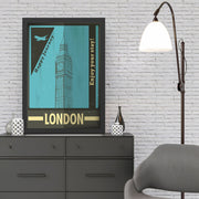 Quadro Decorativo com Moldura “London 2” 40x55 cm – Turquesa/Preto, MDF, Impressão UV