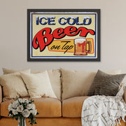 Quadro Decorativo “Ice Cold Beer On Tap” 55 x 75 cm — MDF com Moldura, Multicolor, Impressão UV