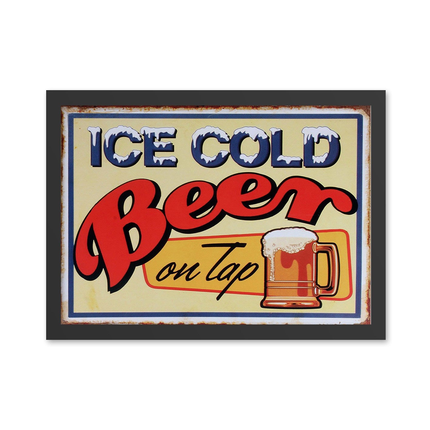 Quadro Decorativo “Ice Cold Beer On Tap” 55 x 75 cm — MDF com Moldura, Multicolor, Impressão UV