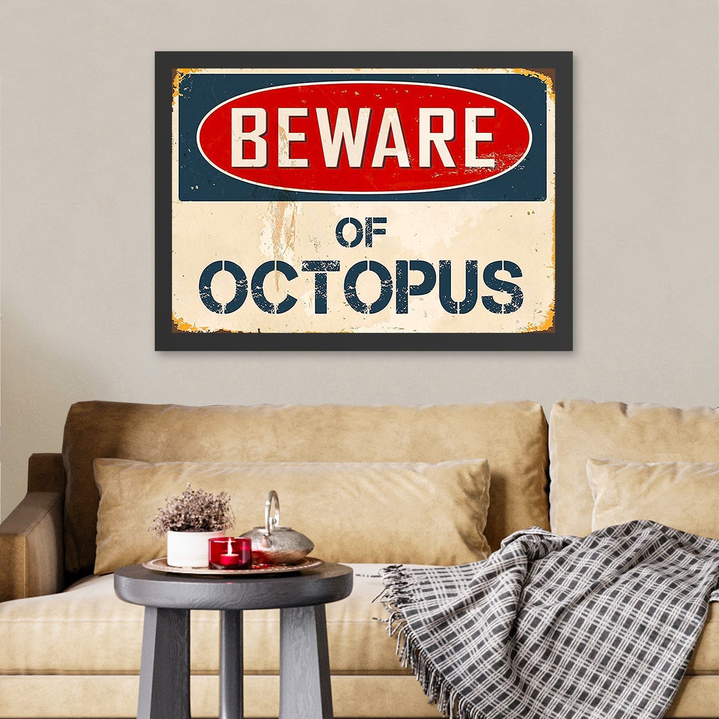 Quadro Decorativo Polvo Multicolor 35x45 cm em MDF com Moldura em Poliestireno – Impressão UV