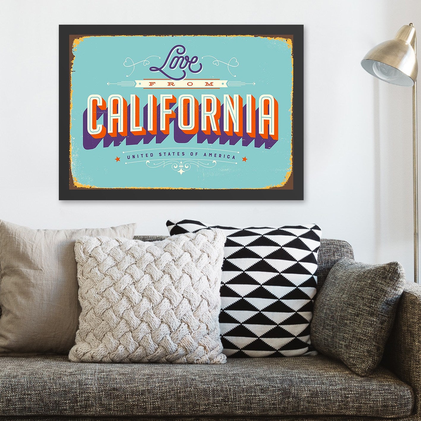 Quadro Decorativo em MDF “California” 35x45 cm – Multicolor, Impressão UV, Moldura em Poliestireno (2 cm)