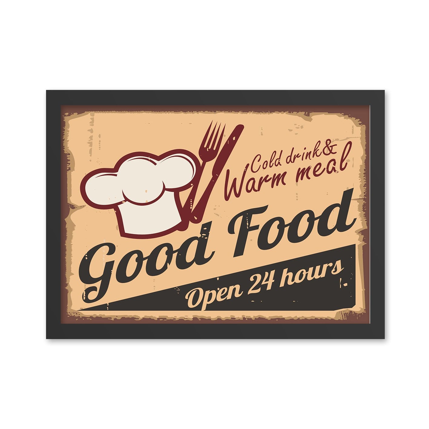 Quadro Decorativo "Good Food" 35 x 45 cm – MDF com Moldura, Multicolor