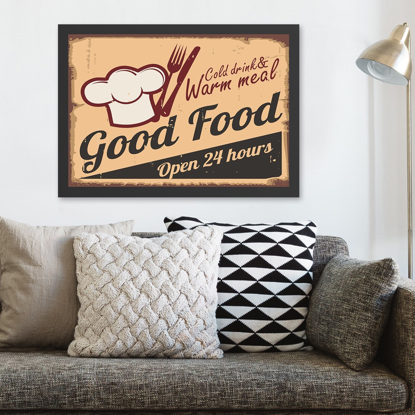 Quadro Decorativo "Good Food" 40x55 cm — MDF com Moldura em Poliestireno, Impressão UV, Multicolor, Pronto a Pendurar