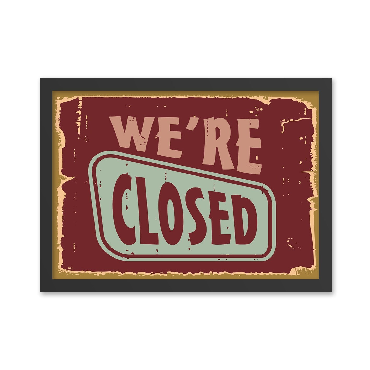 Quadro Decorativo em MDF “We’re Closed” 55x75 cm com Moldura em Poliestireno 2 cm – Impressão UV, Multicolor