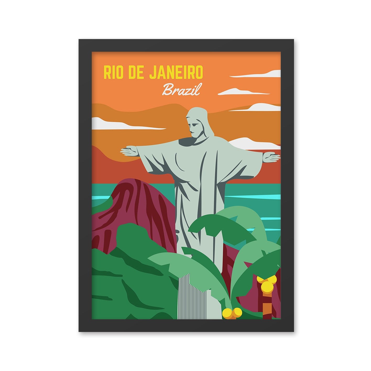Quadro Decorativo MDF "Rio de Janeiro" 35x45 cm — Multicolor, Impressão UV, Moldura em Poliestireno (2 cm)
