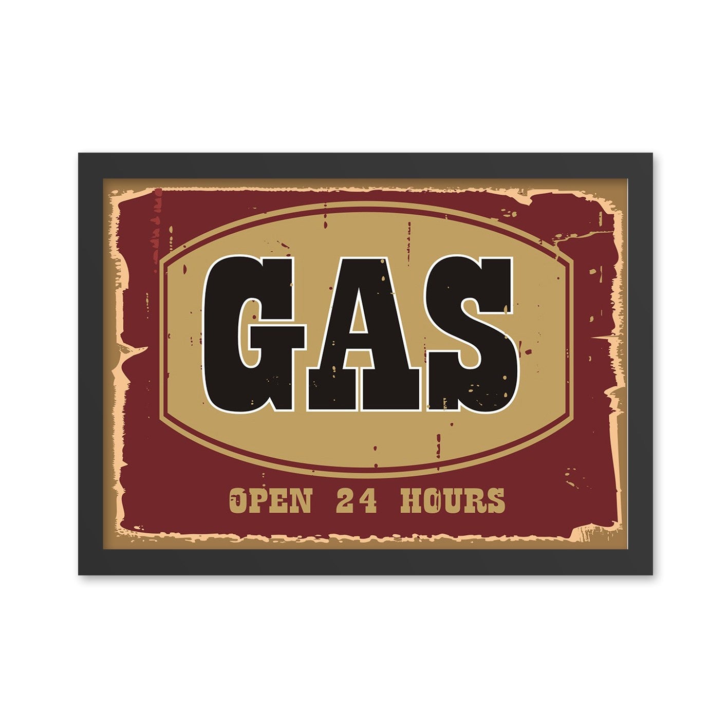 Quadro Decorativo MDF “Gas” 35x45 cm com Moldura em Poliestireno (2 cm) – Impressão UV – Vermelho/Mostarda/Preto