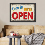 Quadro Decorativo Moldurado MDF “We’re Open 2” 40x55 cm Multicolor – Impressão UV, Pronto a Pendurar