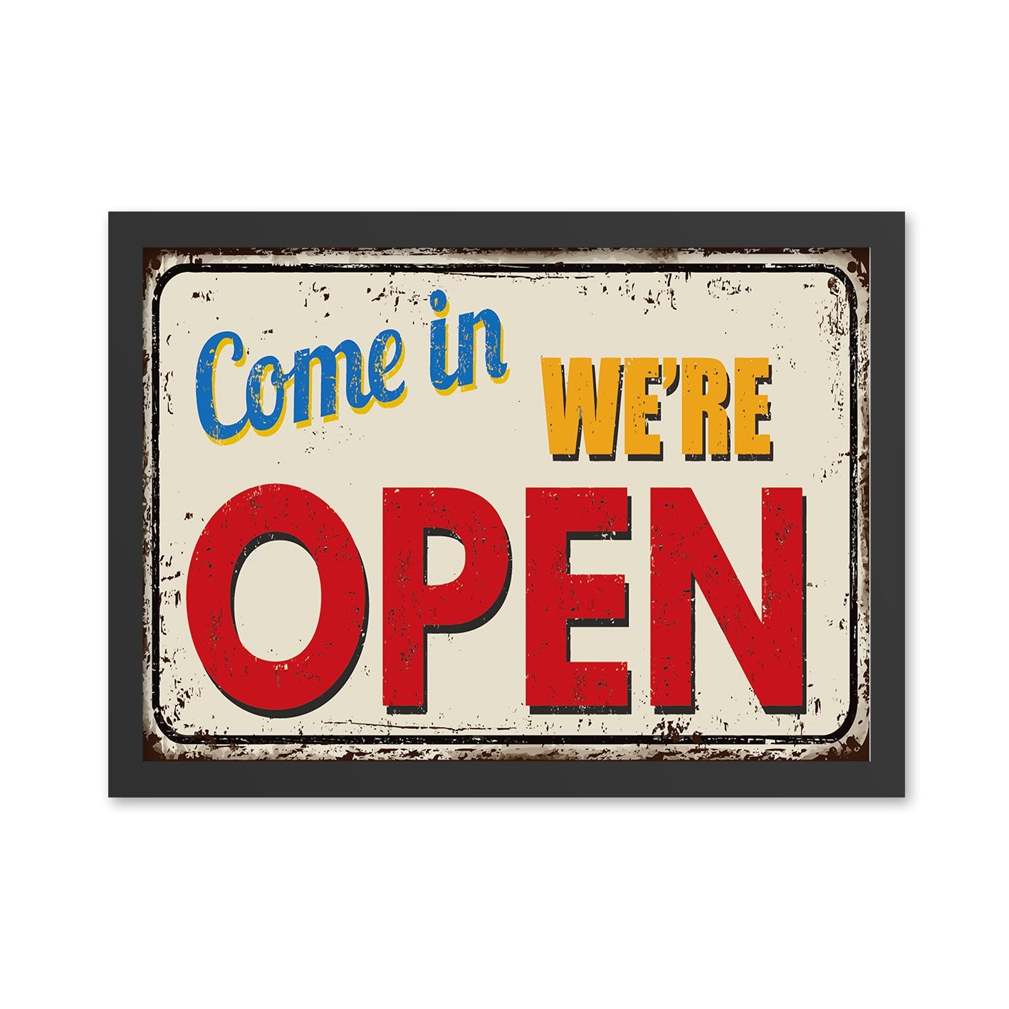 Quadro Decorativo em MDF “We’re Open 2” 55x75 cm, Multicolor, Impressão UV, Moldura em Poliestireno 2 cm