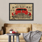 Quadro Decorativo em MDF com Moldura “Perfect American” 40x55 cm — Creme/Vermelho/Preto, Impressão UV, Pronto a Pendurar