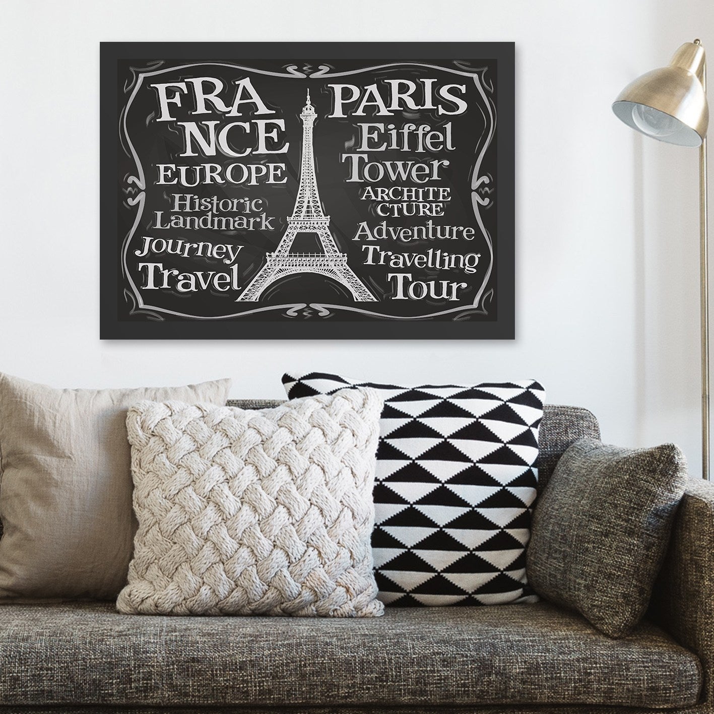 Quadro Decorativo Paris 2 35x45 cm – Preto e Branco, Impressão UV, Moldura em Poliestireno 2 cm, MDF