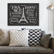 Quadro Decorativo Paris 2 55x75 cm Preto e Branco com Moldura em Poliestireno (2 cm) e Impressão UV