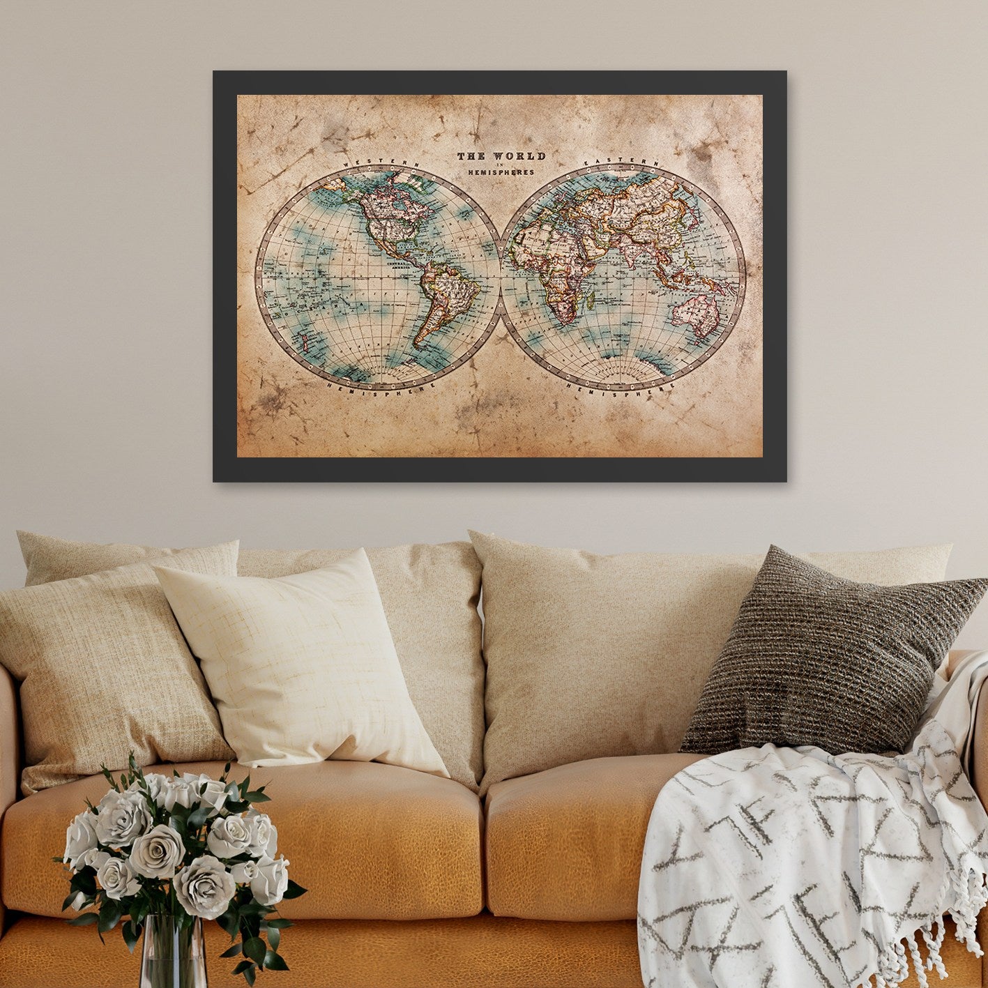 Quadro Decorativo em MDF “The World” 40x55 cm — Multicolor, Impressão UV Digital, Moldura em Poliestireno 2 cm