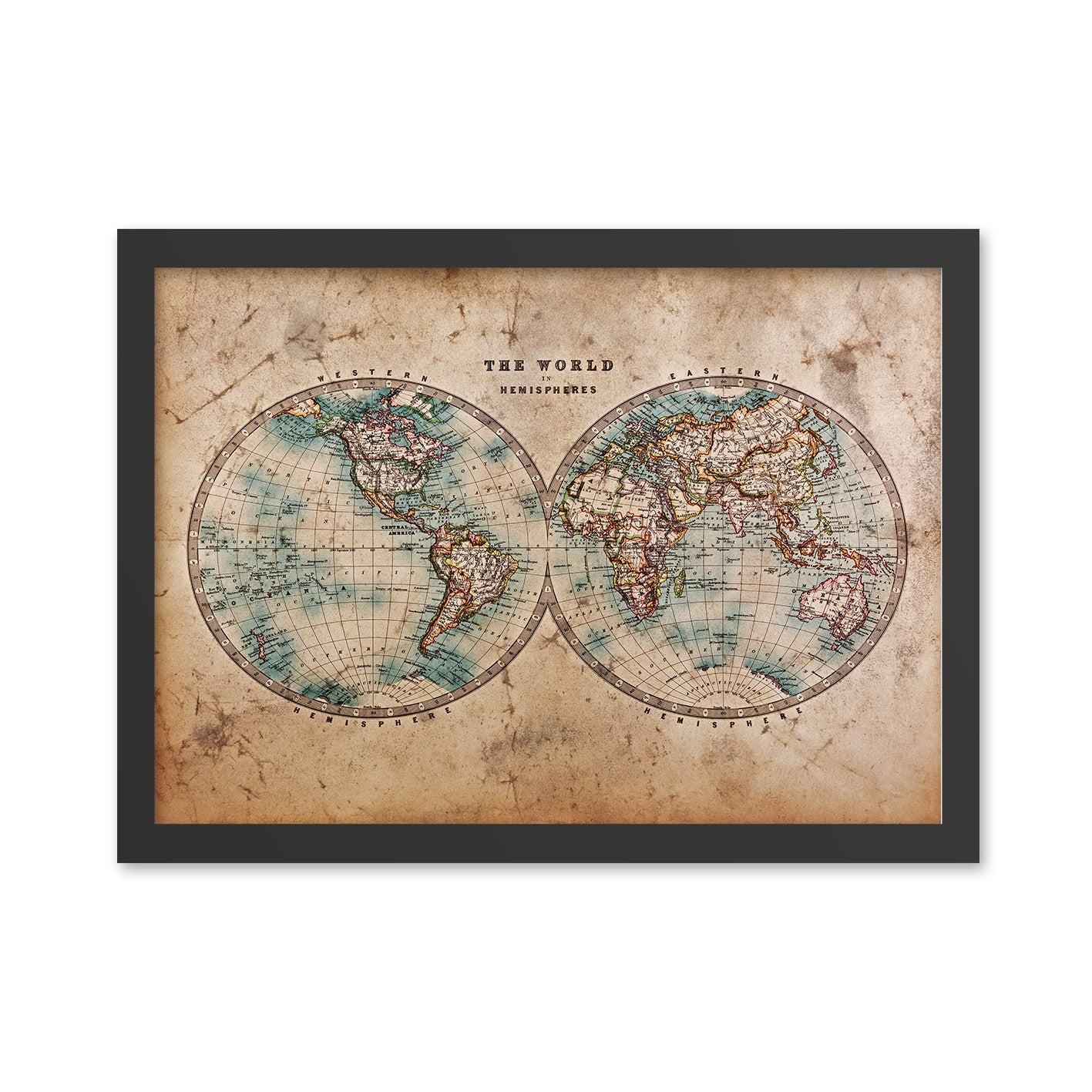 Quadro Decorativo em MDF “The World” 40x55 cm — Multicolor, Impressão UV Digital, Moldura em Poliestireno 2 cm