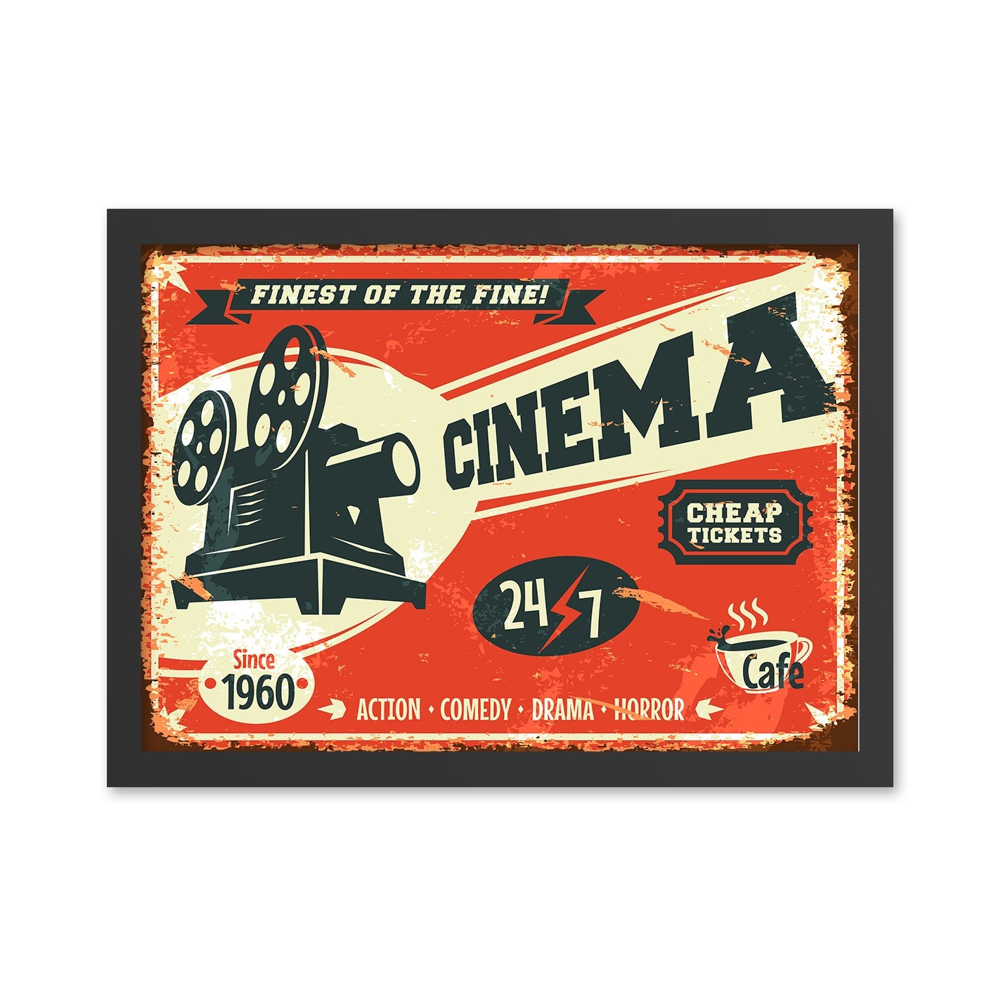 Quadro Decorativo MDF “Cinema 3” 35 x 45 cm, Multicolor, Moldura em Poliestireno 2 cm, Impressão UV, Pronto a pendurar