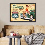 Quadro Decorativo “Diner” 55x75 cm Multicolor em MDF com Moldura Poliestireno 2 cm – Impressão UV, Pronto a Pendurar