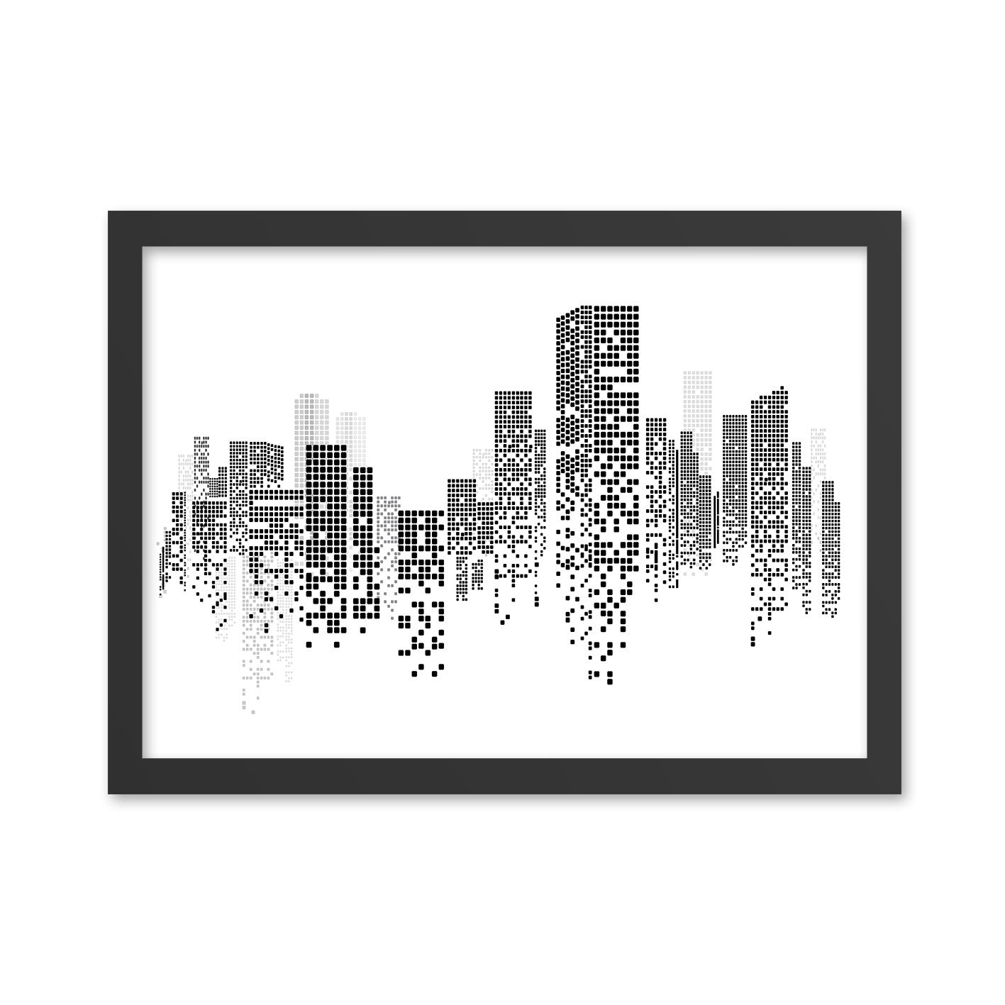 Quadro Decorativo “Buildings” 55x75 cm – Preto e Branco, MDF com Moldura em Poliestireno, Impressão UV