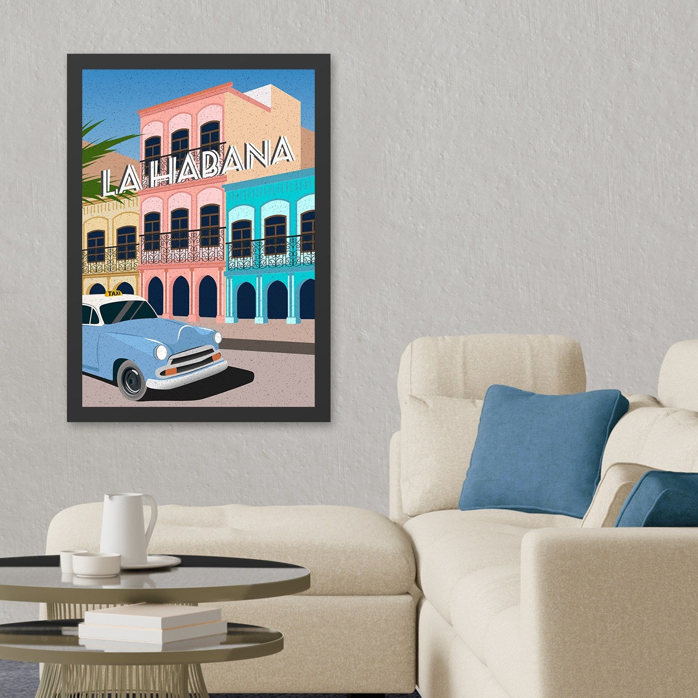 Quadro Decorativo Lahabana 55x75 cm – MDF com Moldura, Multicolor, Impressão UV, Pronto a Pendurar