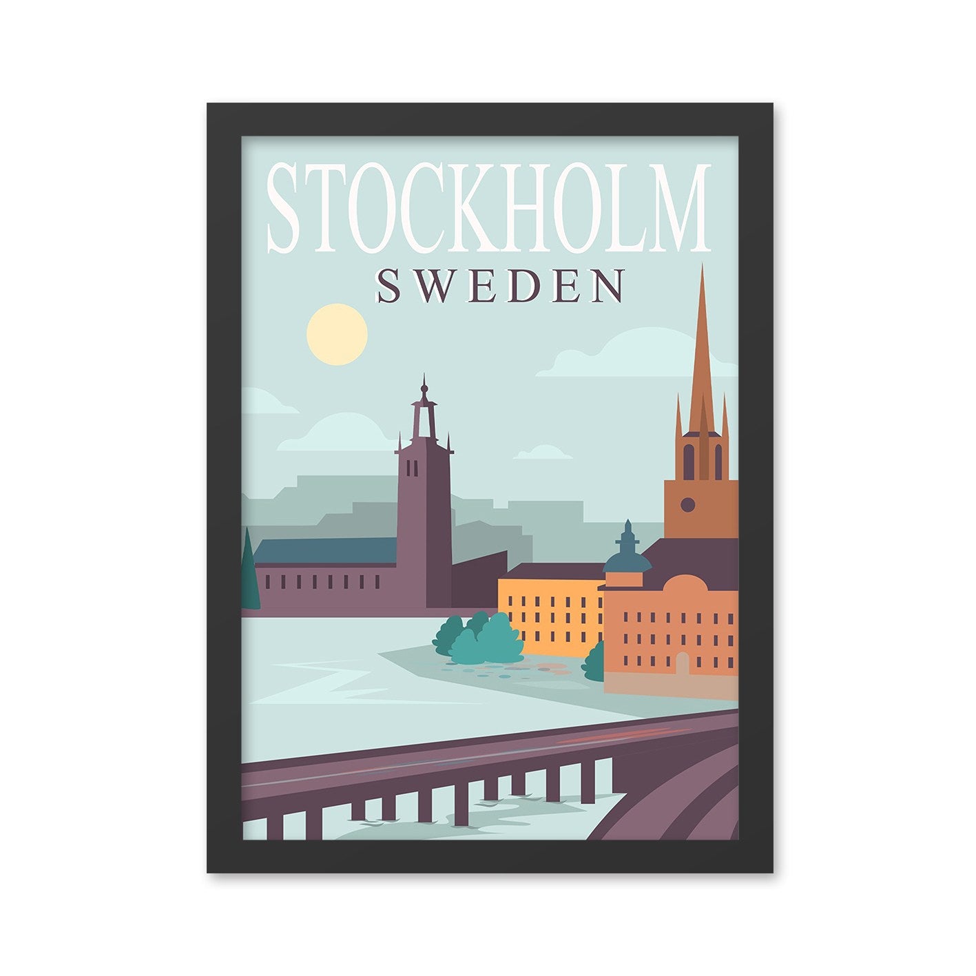 Quadro Decorativo “Stockholm” 35x45 cm – Multicolor, MDF com Impressão UV, Moldura em Poliestireno 2 cm, Pronto a Pendurar