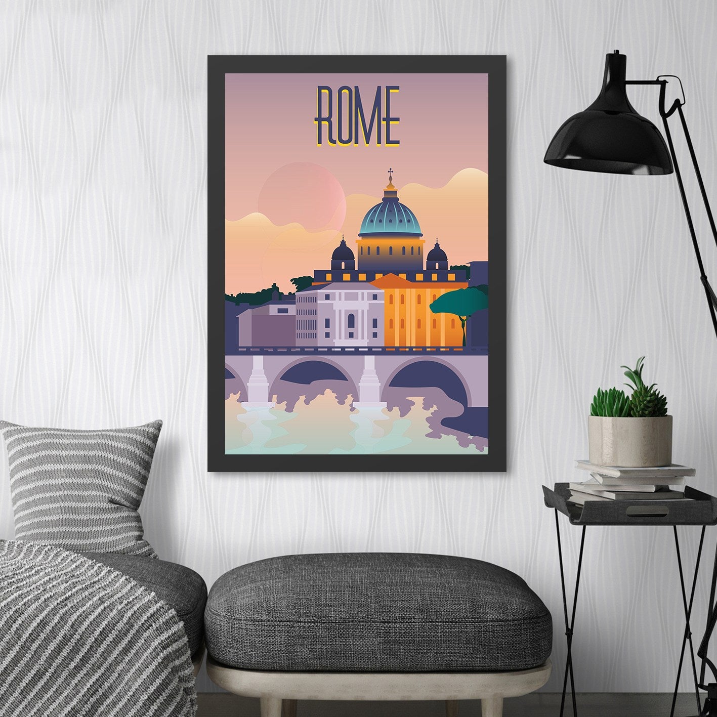 Quadro Decorativo “Roma” 35x45 cm – Multicolor, MDF, Impressão UV, Moldura em Poliestireno (2 cm), pronto a pendurar