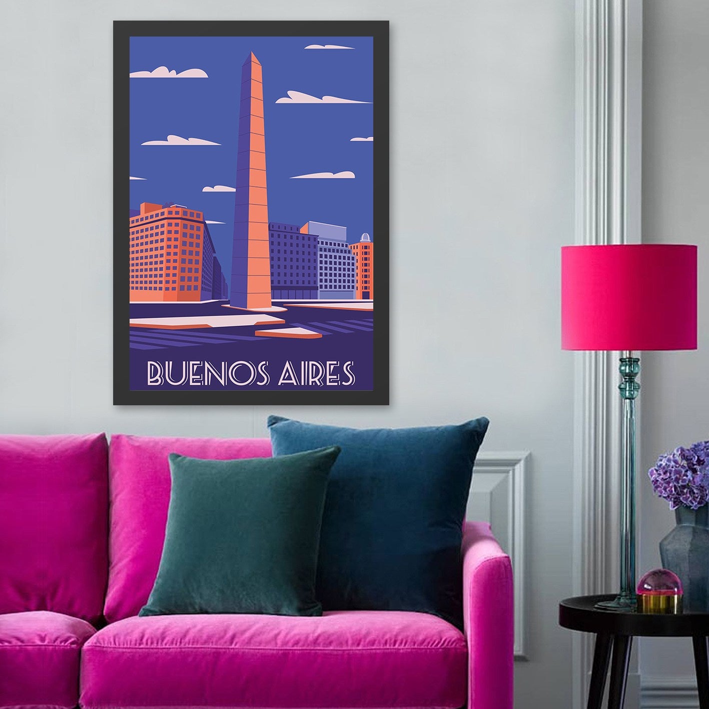 Quadro Decorativo Buenos Aires 35 x 45 cm, Multicolor – MDF com Impressão UV, Moldura em Poliestireno 2 cm, Pronto a Pendurar
