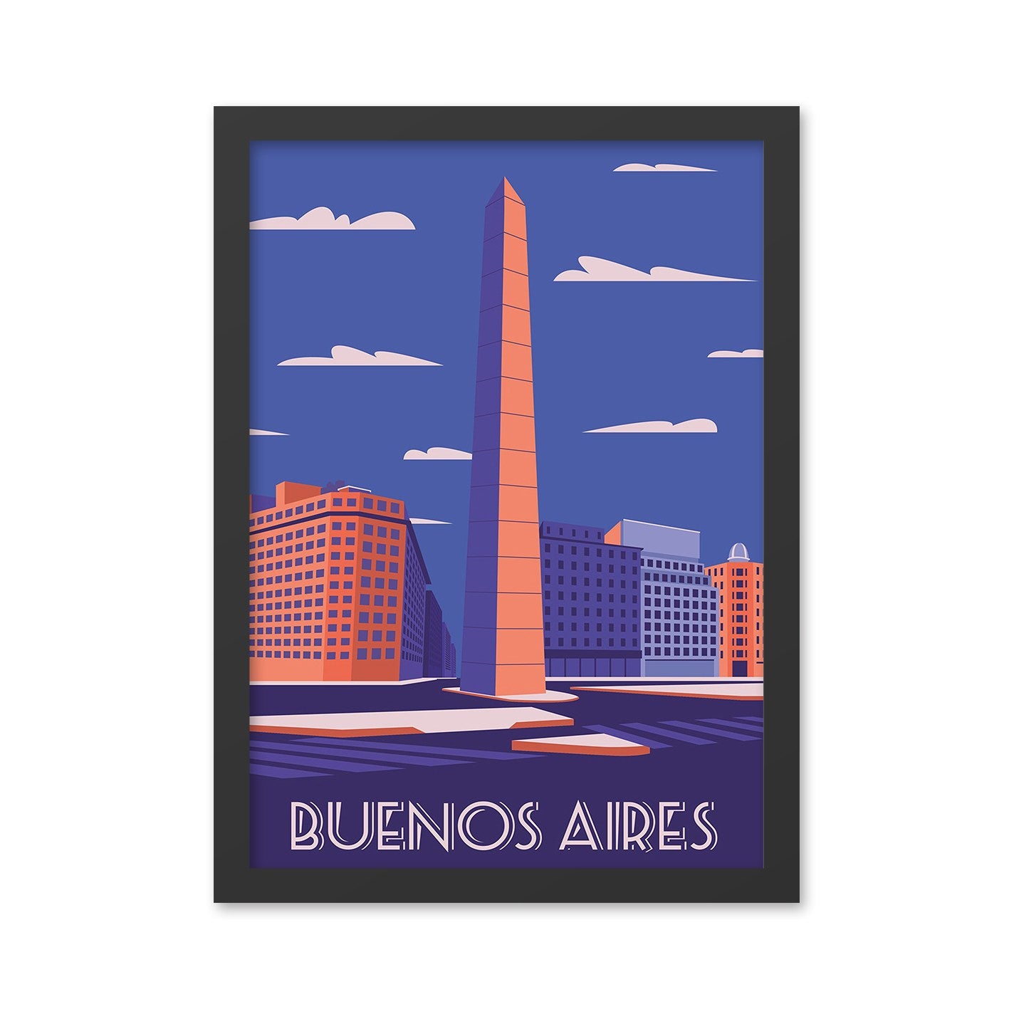 Quadro Decorativo Buenos Aires 35 x 45 cm, Multicolor – MDF com Impressão UV, Moldura em Poliestireno 2 cm, Pronto a Pendurar