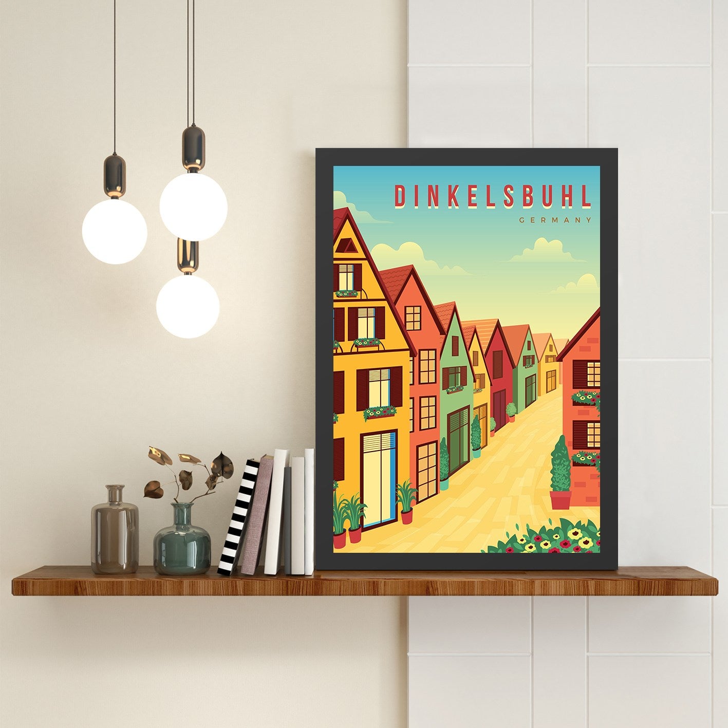Quadro Decorativo em MDF com Moldura “Dinkelsbuhl” 35 x 45 cm, Multicolor, Impressão UV