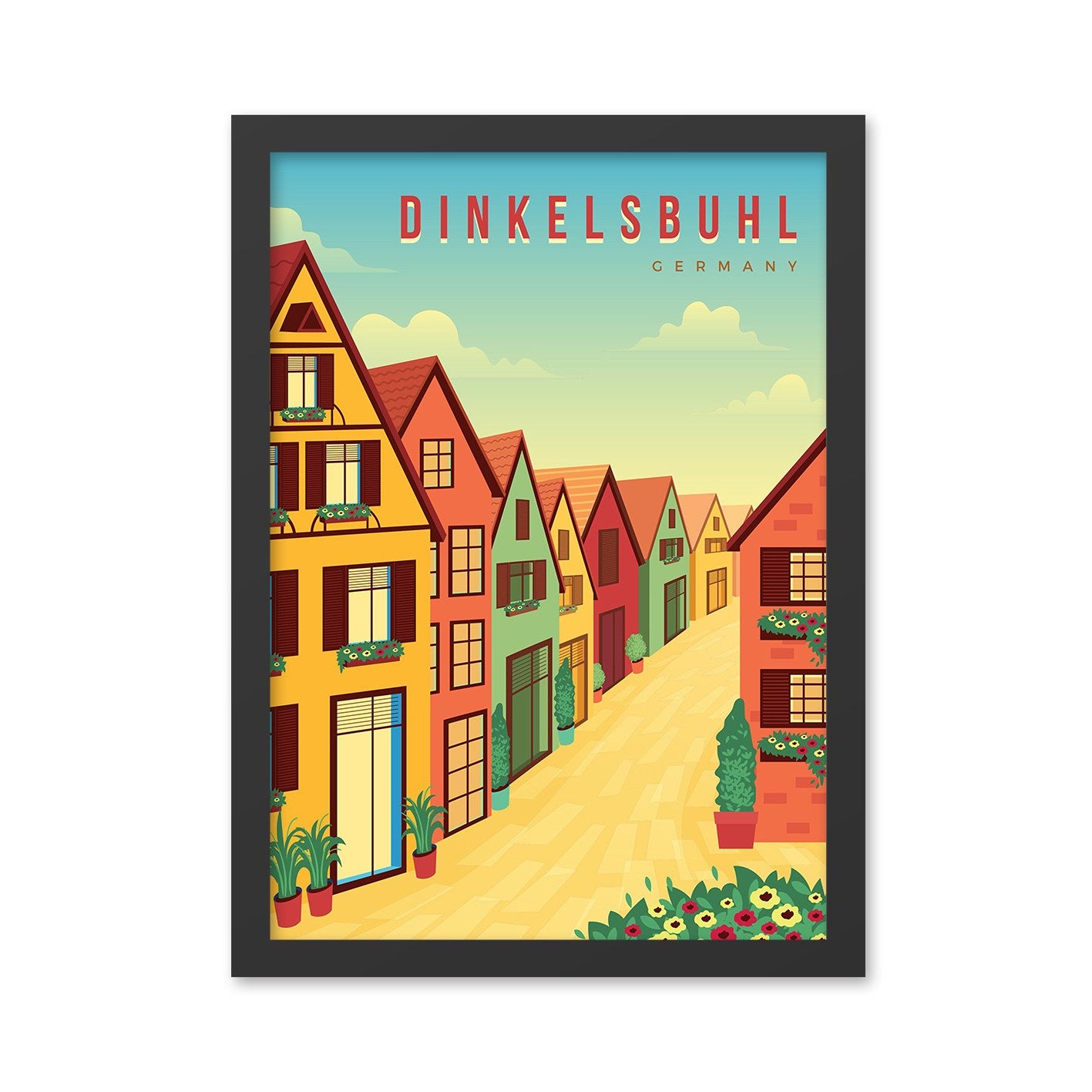 Quadro Decorativo Dinkelsbuhl 40x55 cm em MDF com Moldura - Multicolorido