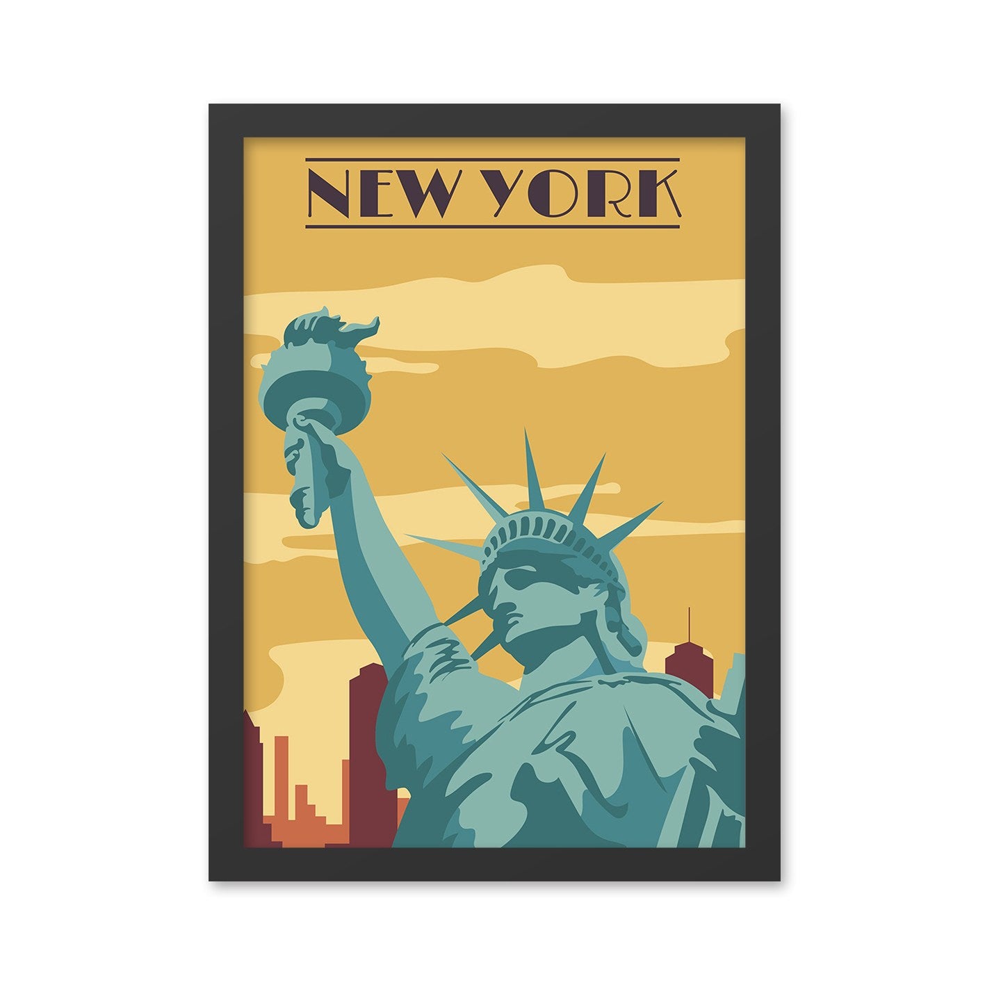 Quadro Decorativo New York 55x75 cm – MDF com Moldura em Poliestireno (2 cm), Multicolor, Impressão UV, Pronto a Pendurar