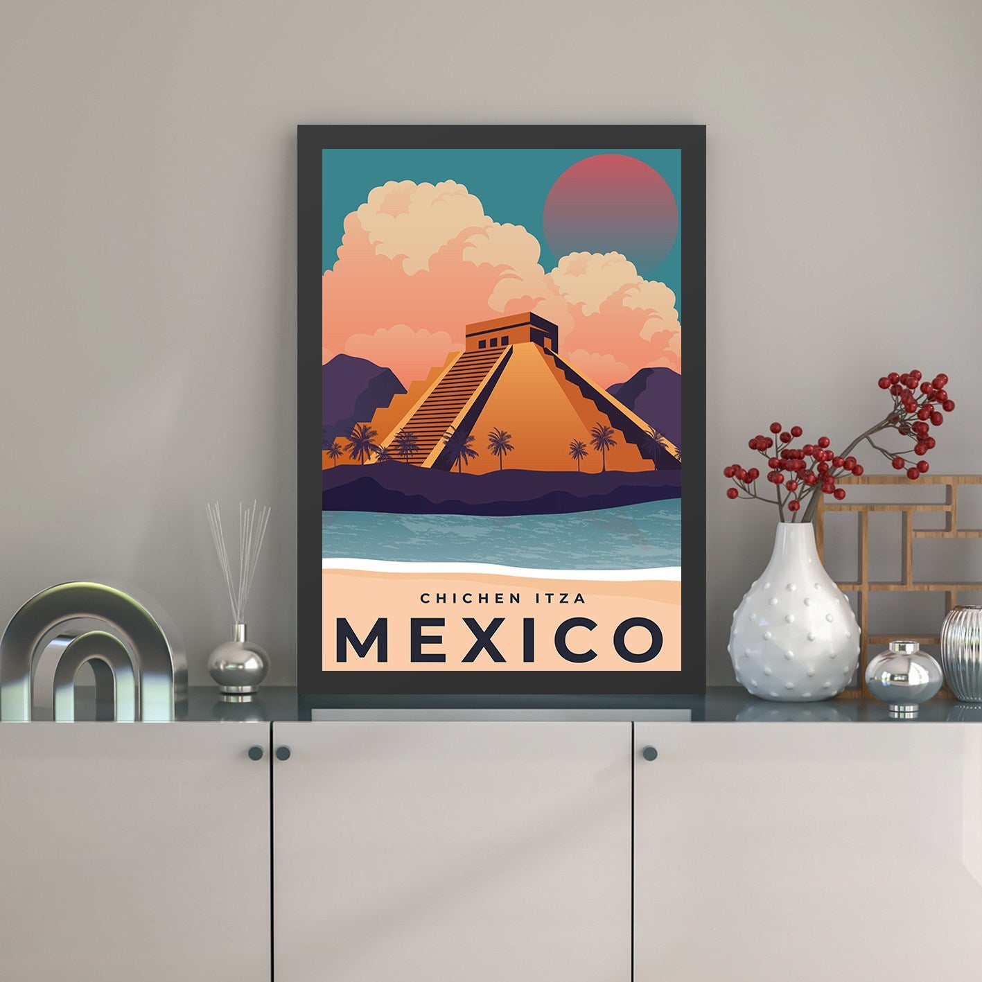 Quadro Decorativo México 2 55x75 cm Multicolor | MDF com Impressão UV e Moldura em Poliestireno