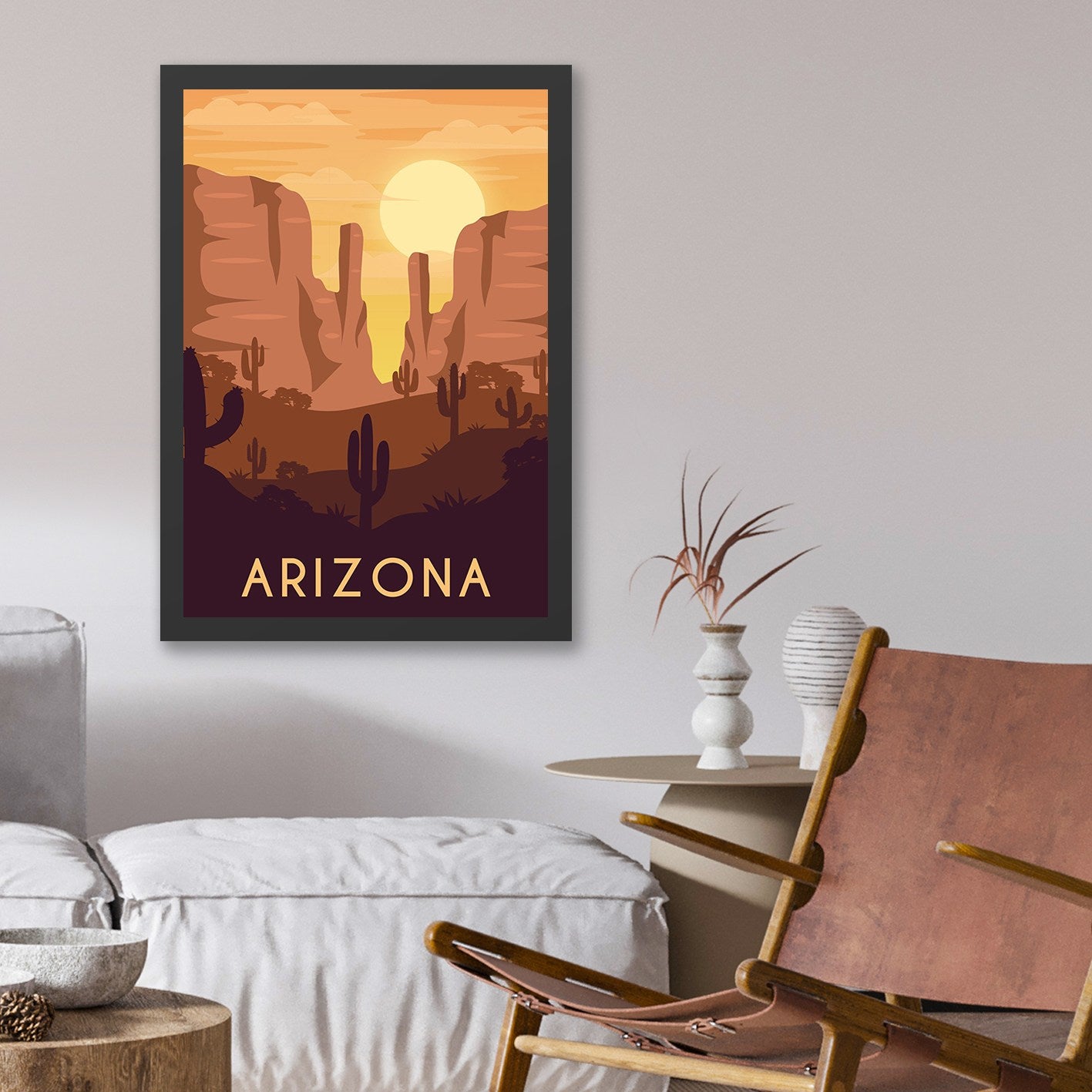 Quadro Decorativo Arizona 35x45 cm – Multicolor, MDF, Moldura em Poliestireno, Impressão UV