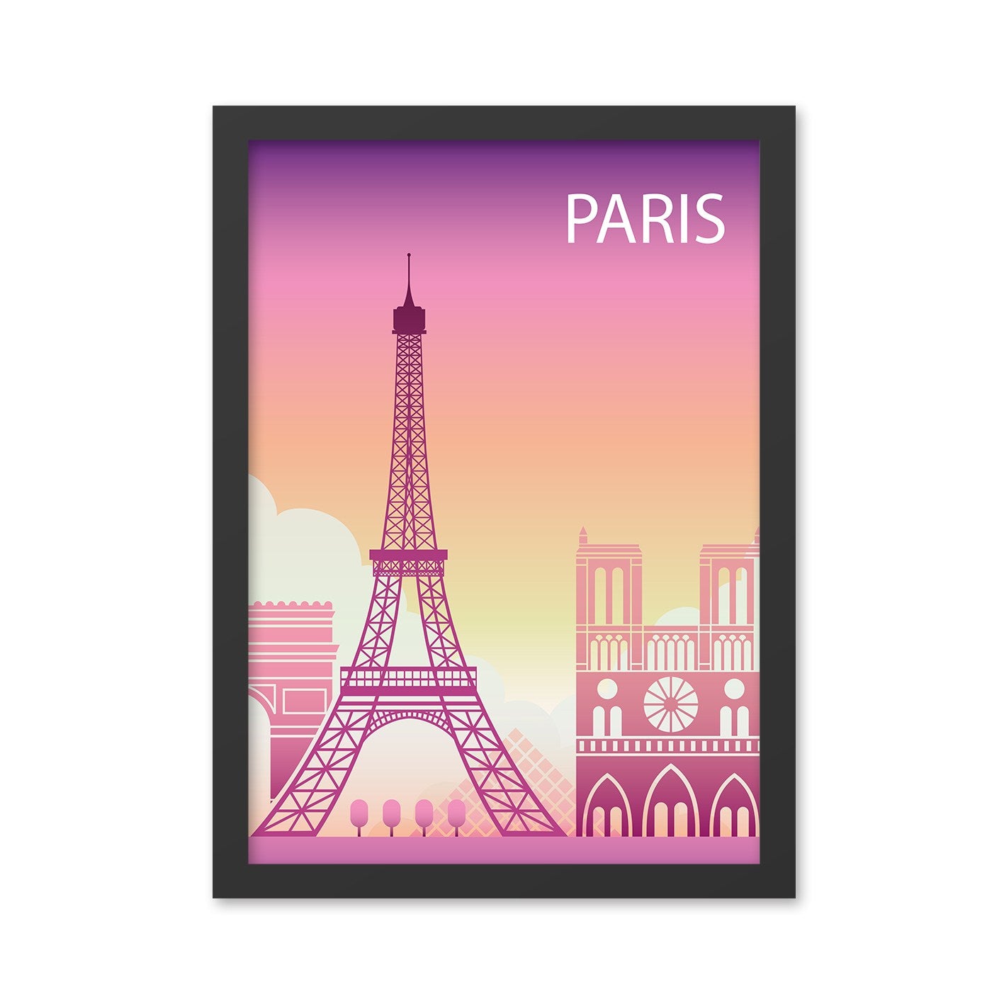 Quadro Decorativo Paris 3 55x75 cm – MDF com Impressão UV, Moldura em Poliestireno (2 cm), Multicolor