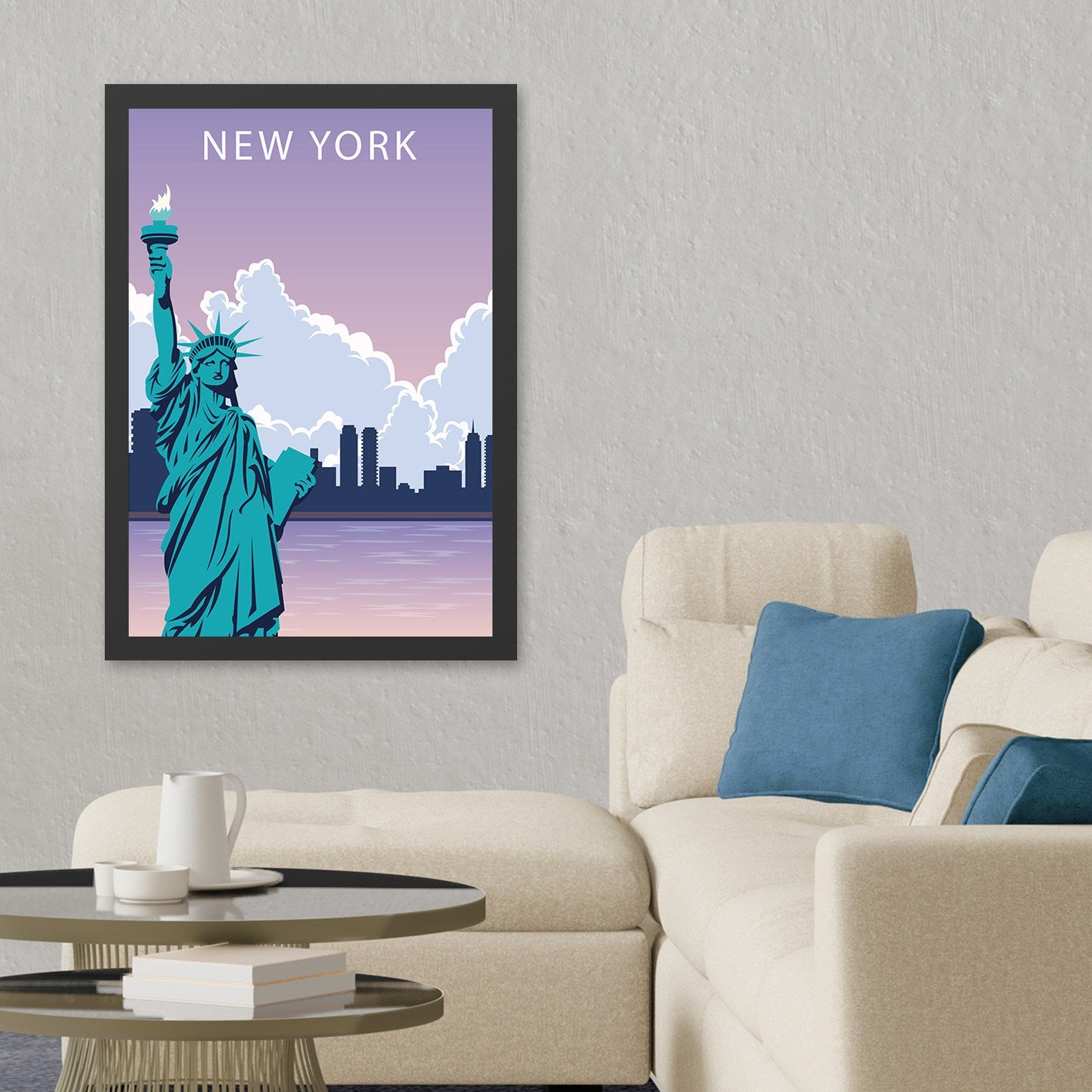 Quadro Decorativo New York 2 40x55 cm – MDF com Moldura em Poliestireno 2 cm, Impressão UV, Multicolor