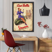 Quadro Decorativo Moldurado “Ciao Bello” 55x75 cm Multicolor em MDF com Moldura em Poliestireno 2 cm – Impressão UV