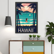 Quadro Decorativo Moldurado Hawaii 2 55x75 cm Multicolor – MDF 100%, Impressão UV, Moldura em Poliestireno 2 cm