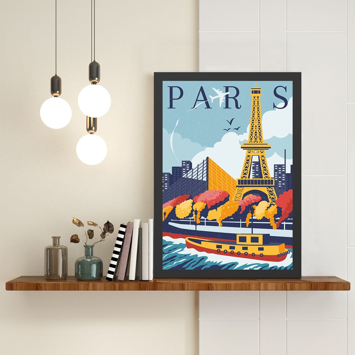 Quadro Decorativo Paris 4 35x45 cm em MDF, Moldura em Poliestireno, Multicolor, Impressão UV