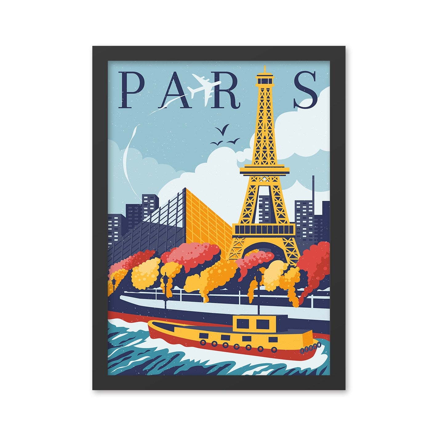 Quadro Decorativo Paris 4 40x55 cm Multicolor – MDF com Impressão UV e Moldura em Poliestireno 2 cm