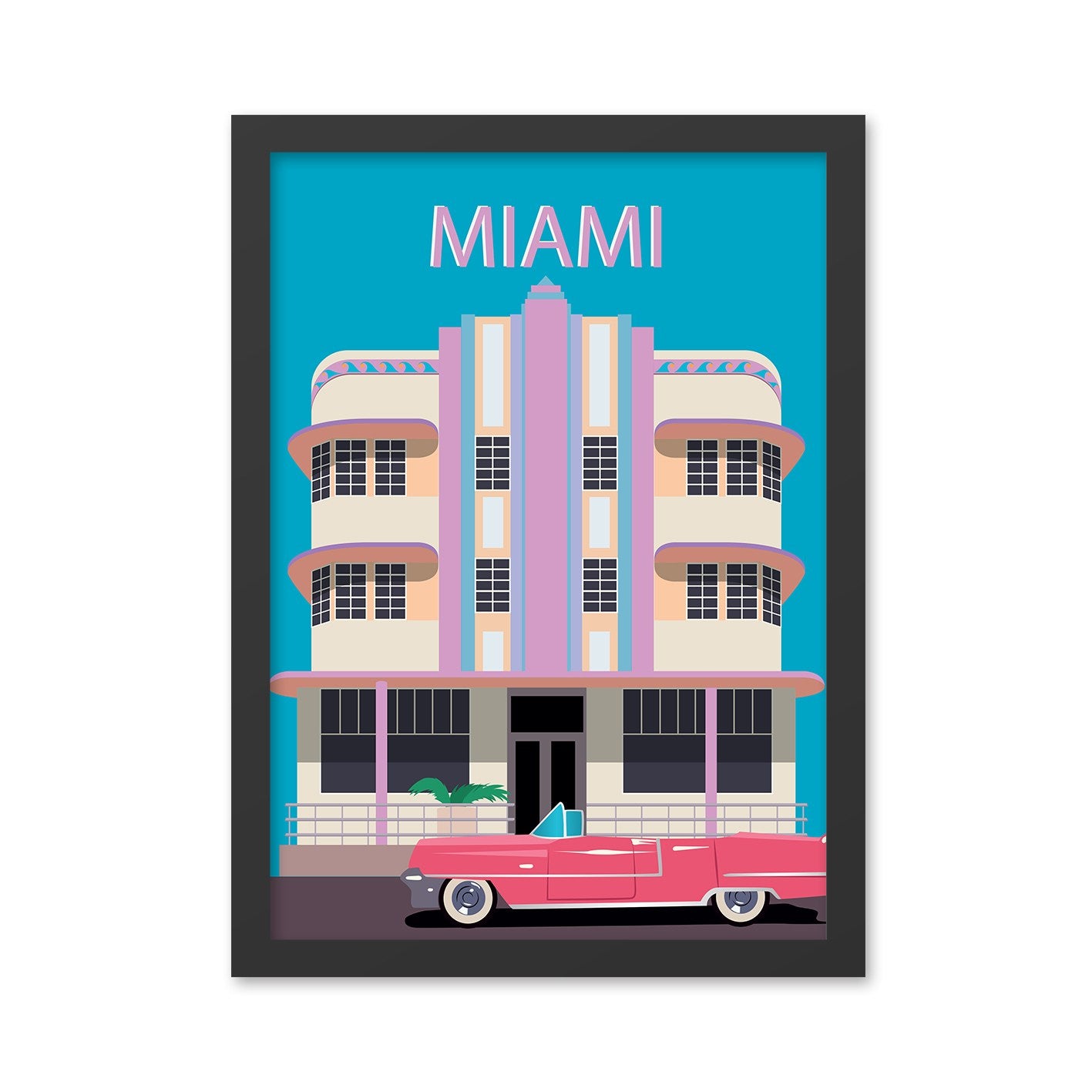 Quadro Decorativo MDF Miami 2 40x55 cm Multicolor com Moldura em Poliestireno (2 cm) – Impressão UV