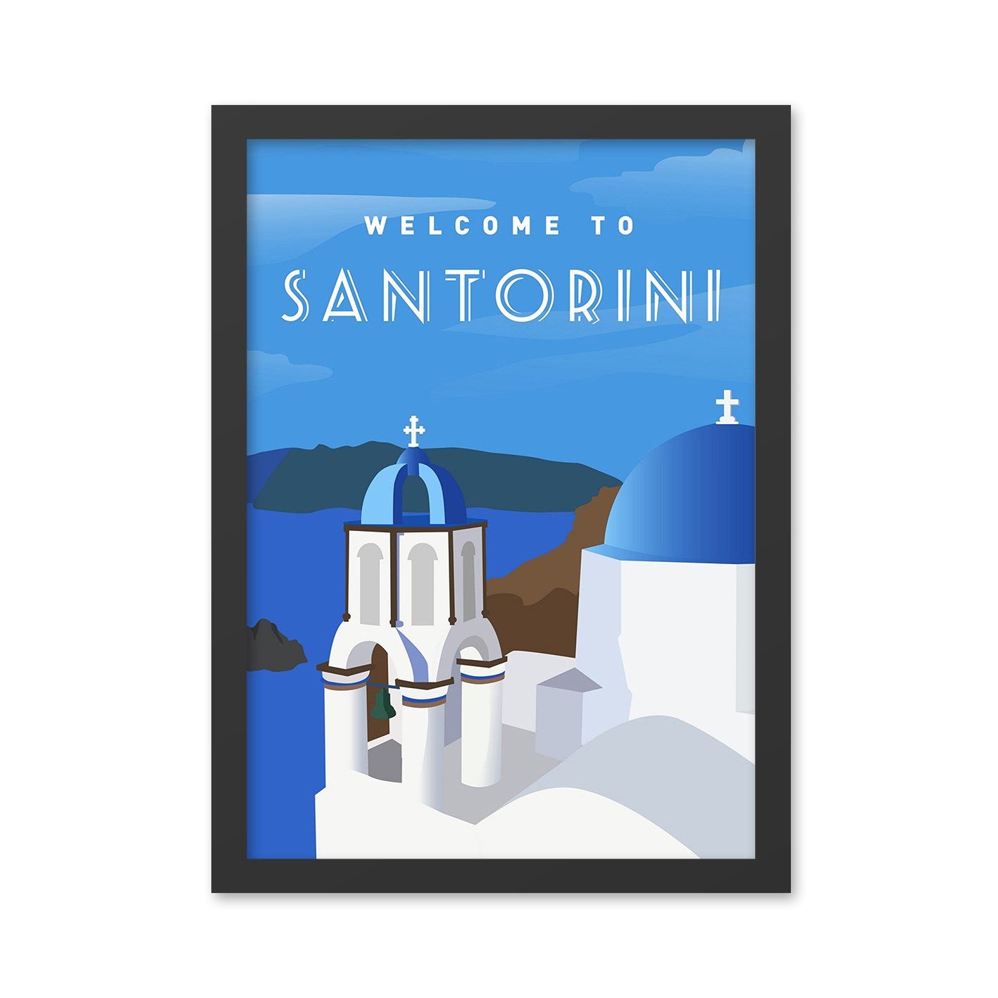 Quadro Decorativo Santorini 3, 40x55 cm, Multicolor, em MDF com Moldura em Poliestireno