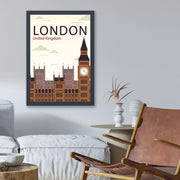 Quadro Decorativo em MDF London 3 35x45 cm – Multicolor, Impressão UV, Moldura em Poliestireno