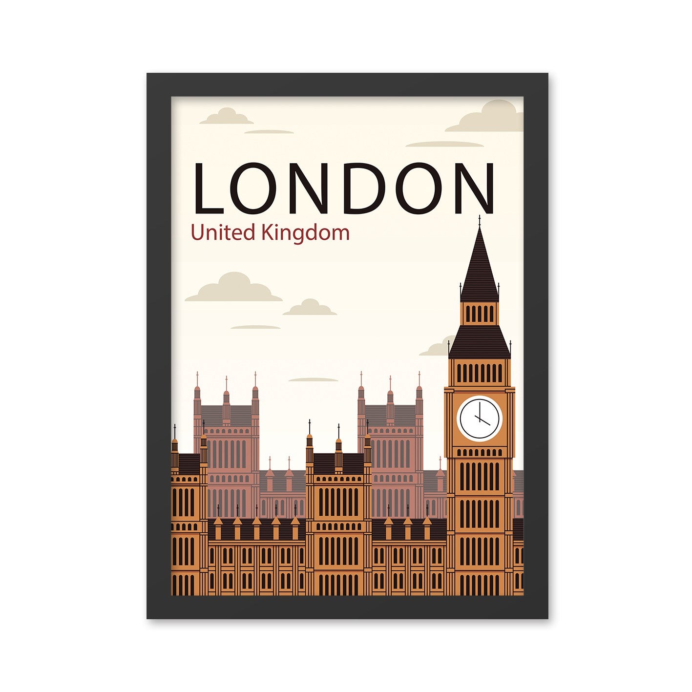 Quadro Decorativo London 3 40x55 cm – MDF com Moldura em Poliestireno, Impressão UV, Multicolor