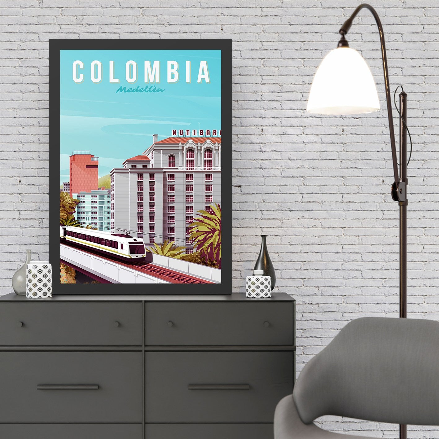 Quadro Decorativo “Colombia” 55x75 cm Multicolorido – MDF com Moldura em Poliestireno, Impressão UV, Pronto a Pendurar