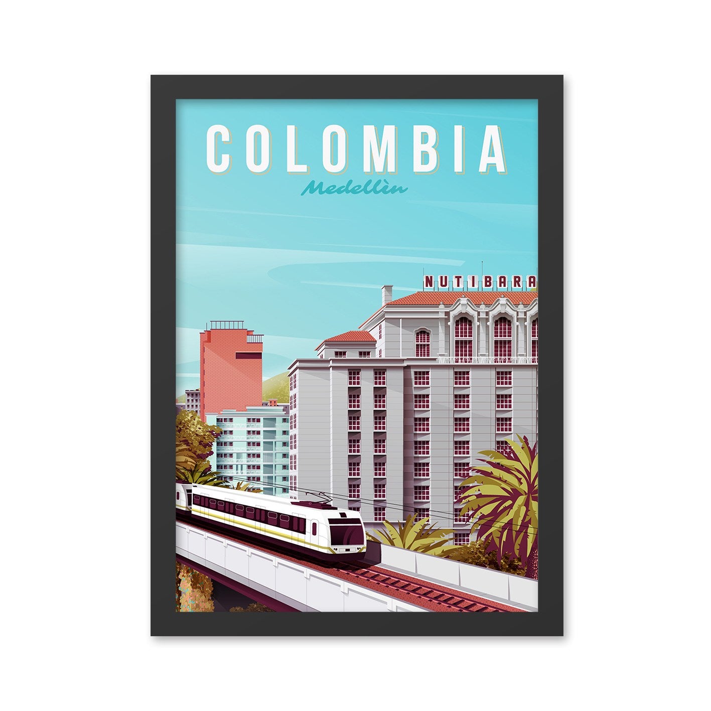 Quadro Decorativo “Colombia” 55x75 cm Multicolorido – MDF com Moldura em Poliestireno, Impressão UV, Pronto a Pendurar