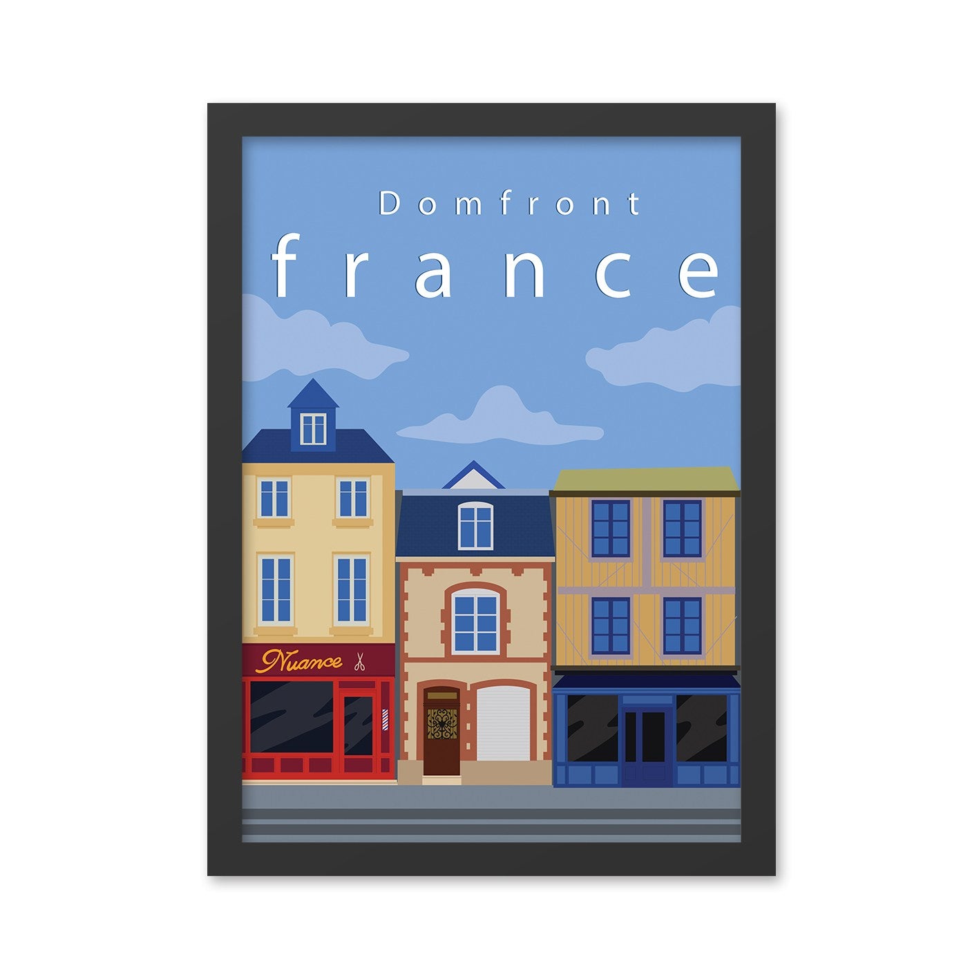 Quadro Decorativo em MDF Domfront (55 x 75 cm) – Multicolor, Impressão UV, Moldura 2 cm